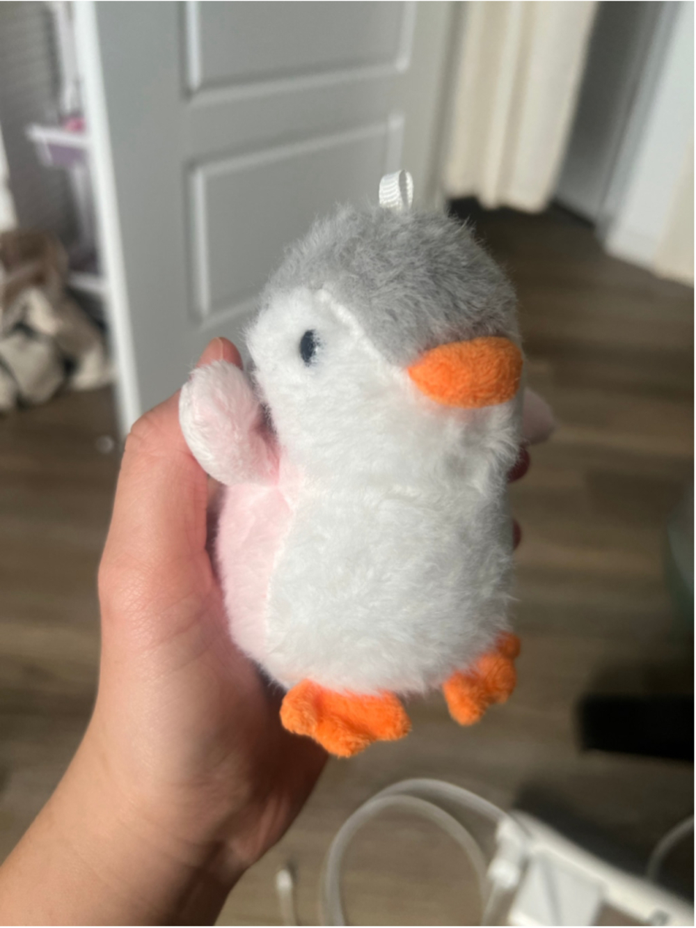 Cute Stuffed Animal Penguin Plush White Grey Pink Key Charm Kawaii